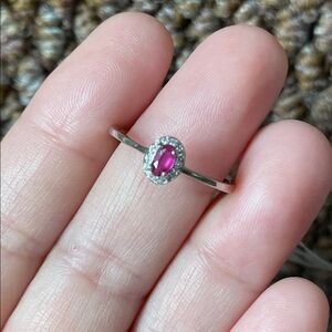 NWT Elegant Dainty Natural Ruby with CZ accents in 925 Silver Ring Size 8